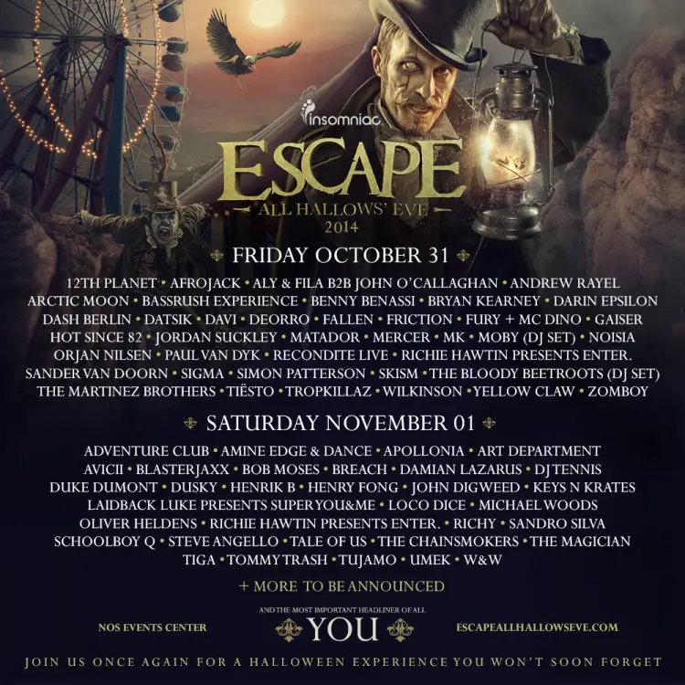 Insomniac Announces ‘Escape All Hallows’ Eve’ Lineup! EDM Life