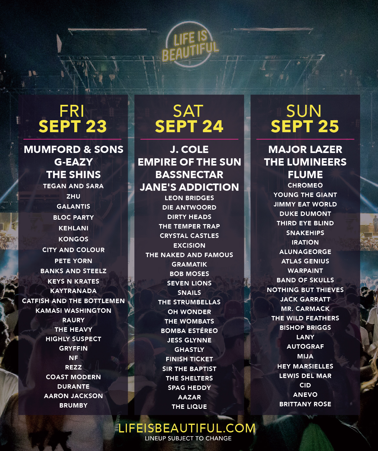 Life is Beautiful Music & Art Festival Announces Daily Lineup! EDM Life