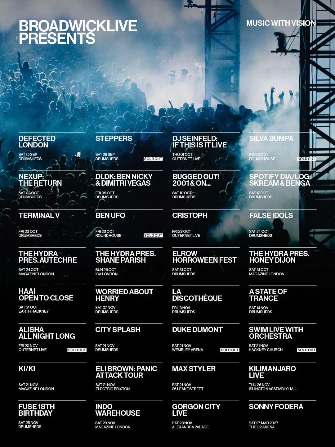 Broadwicklive Presents - Music With Vision, Fall/Winter 2026 event schedule