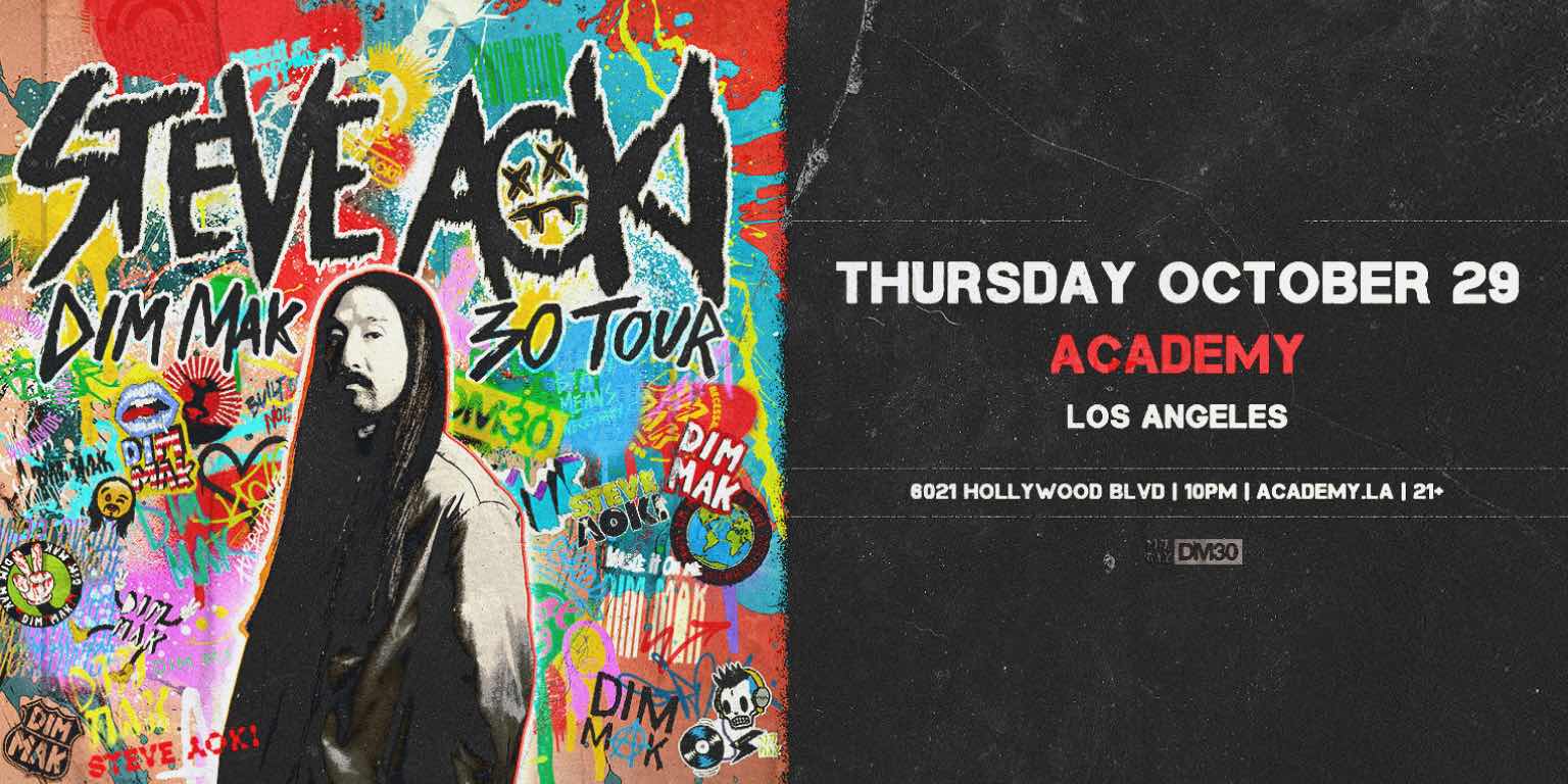 Steve Aoki at Academy Nightclub flyer